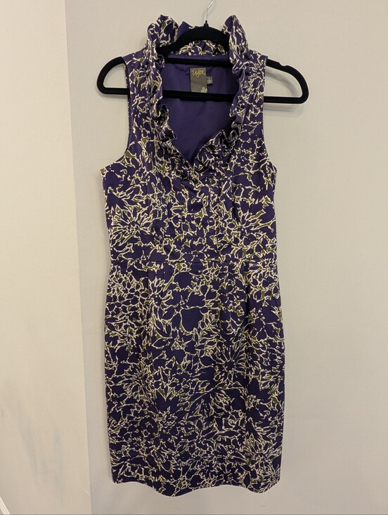Taylor Dresses & Skirts - Nordstrom Taylor Purple Side Zip Dress With Stretch Ruffle Collar Size 6